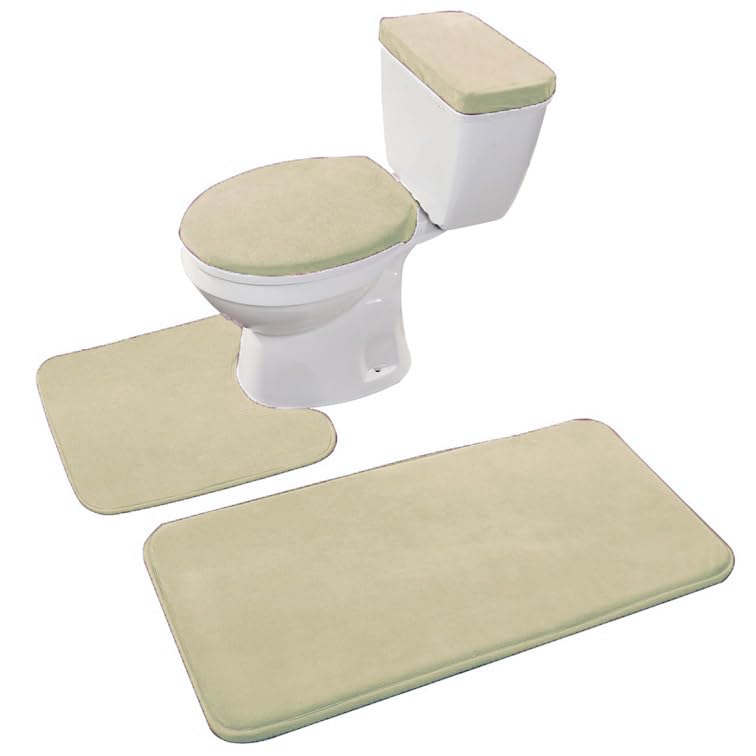 Madeals Memory Foam Bath Mat Set 3 Piece and Toilet Tank Cover Set Combo, Bath Mat Set 2 Piece and Toilet Lid and Tank Cover Set