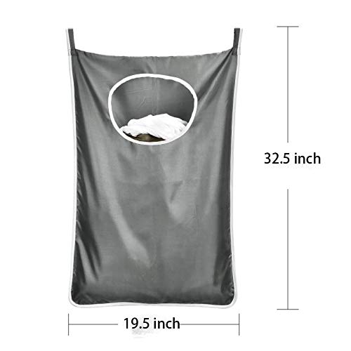 Hanging Laundry Hamper Bag Behind Door Space Saving With Stainless Steel Hooks Zip, For Bathroom,Kids Room,Travel,College Dorm,2