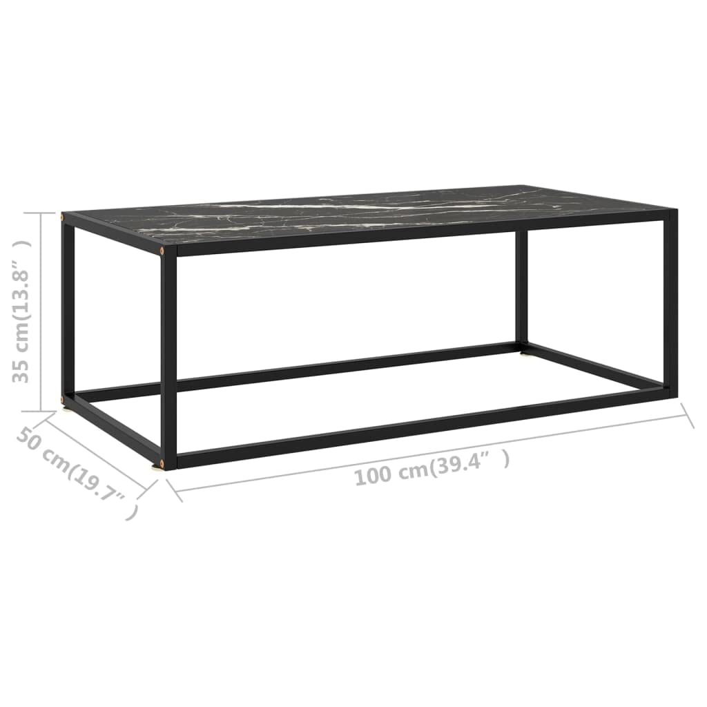 vidaXL Contemporary Coffee Table with Tempered Black Marble Glass