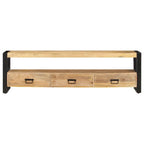 vidaXL Mango Wood TV Stand - Solid Construction - Powder-Coated Steel Frame - Ample Internal Storage - Rustic Charm - Compliant with California Proposition 65