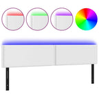 vidaXL Led Headboard, Upholstered Headboard for Bed Home, Bed Headboard with LED Light, Bedroom Furniture, White 70.9"x2"x30.7"/34.6" Faux Leather
