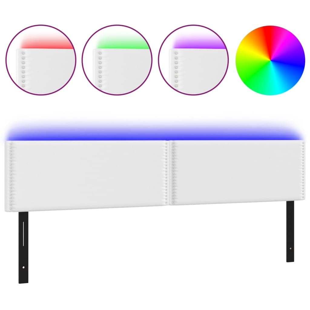 vidaXL Led Headboard, Upholstered Headboard for Bed Home, Bed Headboard with LED Light, Bedroom Furniture, White 70.9"x2"x30.7"/34.6" Faux Leather