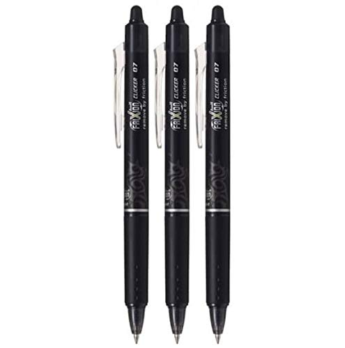 Pilot Frixion Ball Clicker Retractable Erasable Gel Pen, Fine Point, 0.7Mm, Black Ink, 3 Count