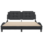 vidaXL Queen Bed Frame - Faux Leather Headboard, Plywood Slats - Black, 85.8"x61.8"x29.3"