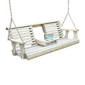 Porchgate Amish Heavy Duty Console Porch Swing With Fold Down Cup Holders In Unfinished - Amish Made In The Usa From Treated Pine, Hanging Chains Included
