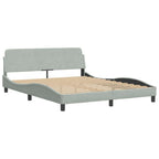 vidaXL Velvet Double Bed Frame - Light Gray 59.8"x79.9", Contemporary Waved Design with Plywood Slats & Sturdy Legs, No Mattress