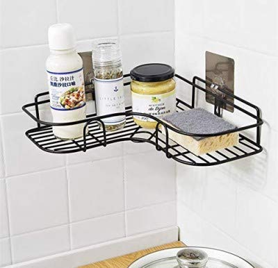 Earthenrich Kitchify Storage Organiser Corner Wall Mounted Rack Shelf, No Drilling Adhesive, For Bathroom And Kitchen