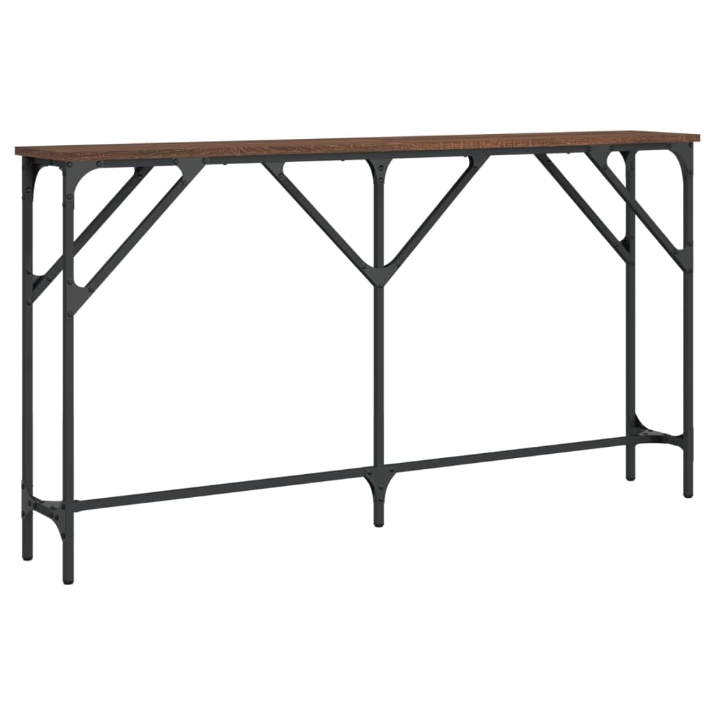 vidaXL Console Table in Brown Oak - Engineered Wood with Durable Metal Frame, Ideal for Entryway, Living Room or Hallway