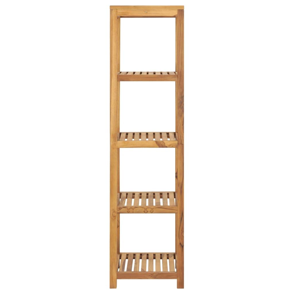 vidaXL Solid Teak Wood 4-Tier Storage Rack, Retro Style, for Bathroom, Bedroom, Living Room, Easy Assembly, Brown, 16.5&quot;x16.5&quot;x65&quot;