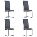 vidaXL Cantilever Dining Chairs Gray Faux Leather - Set of 4 - Modern Style - Comfortable High Back Support - Strong Tubular Steel Structure - Ideal for Dining Area and Office