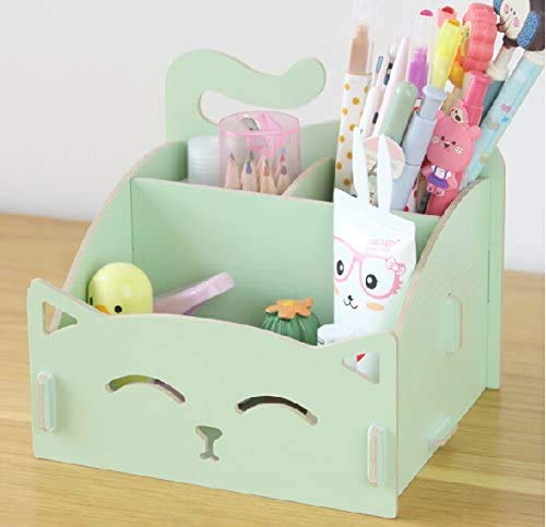 Artkingdome Diy Cat Storage Artwork Cosmetic Collection Pen Pencil Holder Organizer Desk Sorter Green