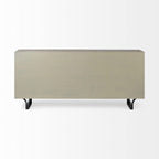 HomeRoots Light Brown, Black Wood, Metal Light Brown and White Solid Mango Wood Finish Sideboard with 9 Drawers
