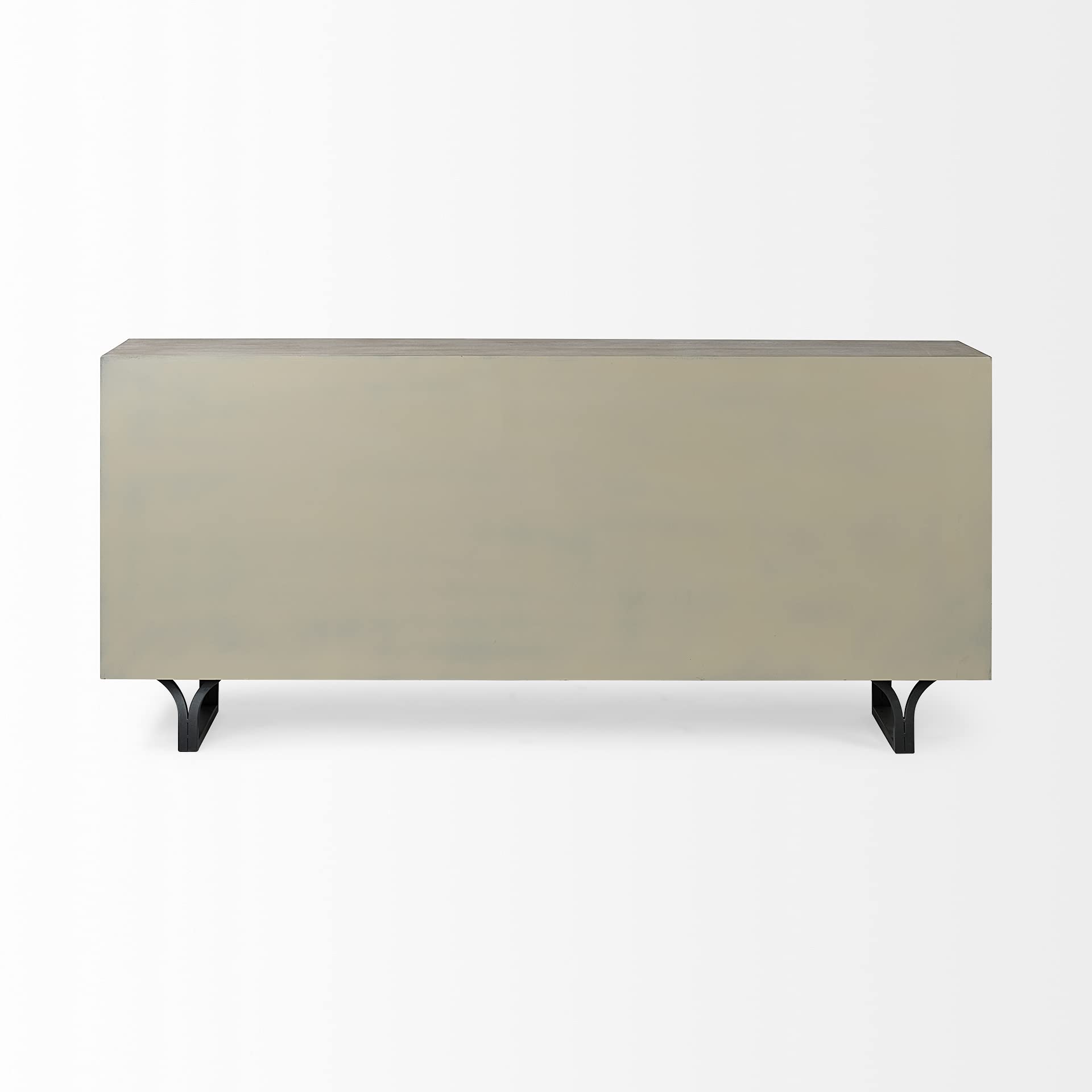 HomeRoots Light Brown, Black Wood, Metal Light Brown and White Solid Mango Wood Finish Sideboard with 9 Drawers