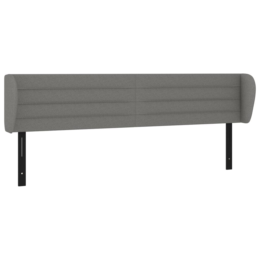 Vidaxl Fabric Headboard With Ears - Dark Gray Upholstered Bed Accessory - Solid Larch Wood And Engineered Wood Construction - Foam Filled - Size 72"X9.1"X30.7"/34.6"