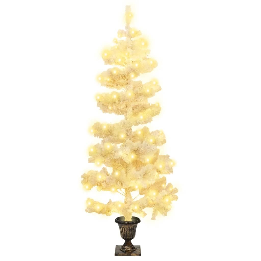 'vidaXL White Swirl Christmas Tree with Pot and LEDs - Modern 4ft PVC Holiday Tree with Unique Design and Dynamic Light Effects, Easy Assembly Required