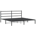 vidaXL Modern King Metal Bed Frame with Headboard - Bedroom Furniture, 76"x79.9" Mattress Fit, Storage Space, Black Finish