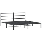 vidaXL Modern King Metal Bed Frame with Headboard - Bedroom Furniture, 76"x79.9" Mattress Fit, Storage Space, Black Finish