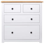 vidaXL Pinewood Sideboard Panama Range with 4 Drawers - White, 31.5"x15.7"x32.7" - Scandinavian Style Wooden Cabinet