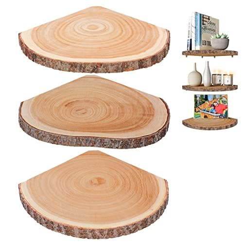 Corner Floating Shelves(3Pcs Wood Corner Shelf Rustic Corner Shelves Wall Corner Shelf for Decor/Storage/Kitchen/Bedroom/Office/