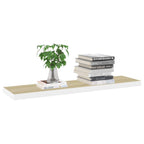 vidaXL Modern floating wall shelves in Oak and White - Indoor Style honeycomb MDF display shelf pair - 35.4"x9.3"x1.5"