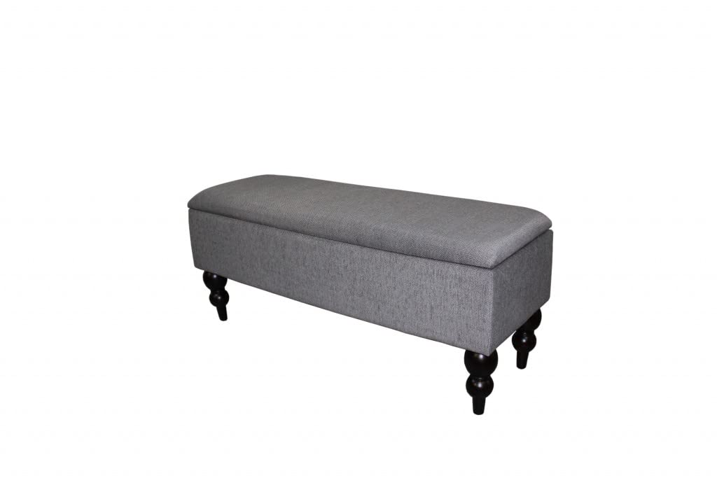 HomeRoots Grey Wood, Polyurethane Foam: 97%, Polyester Fabric: 3% Modern Tailored Gray and Black Storage Bench