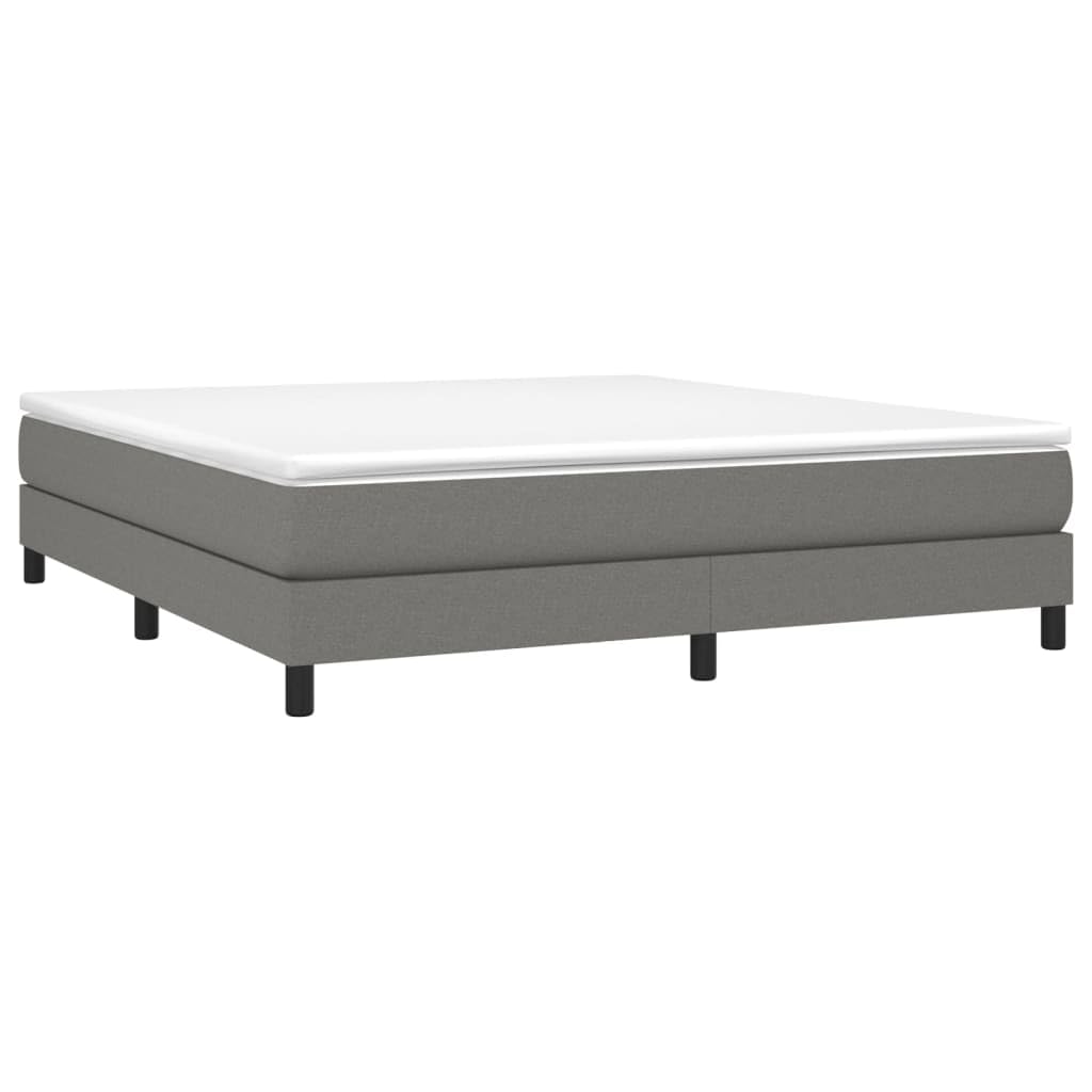 vidaXL California King Box Spring Bed Frame - Dark Gray Fabric, Modern Style, 72&quot;x83.9&quot; Mattress, Engineered Wood Construction