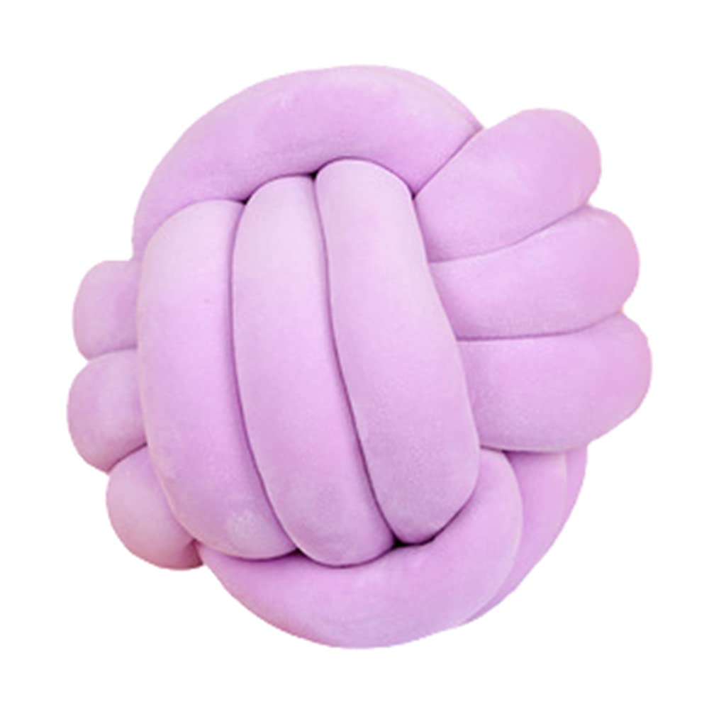 Knot Pillow Ball Round Cushion Pillows, Children Room Decoration Plush Toys Calming Stress Relief Toy (Light Purple,8.5in/22cm)