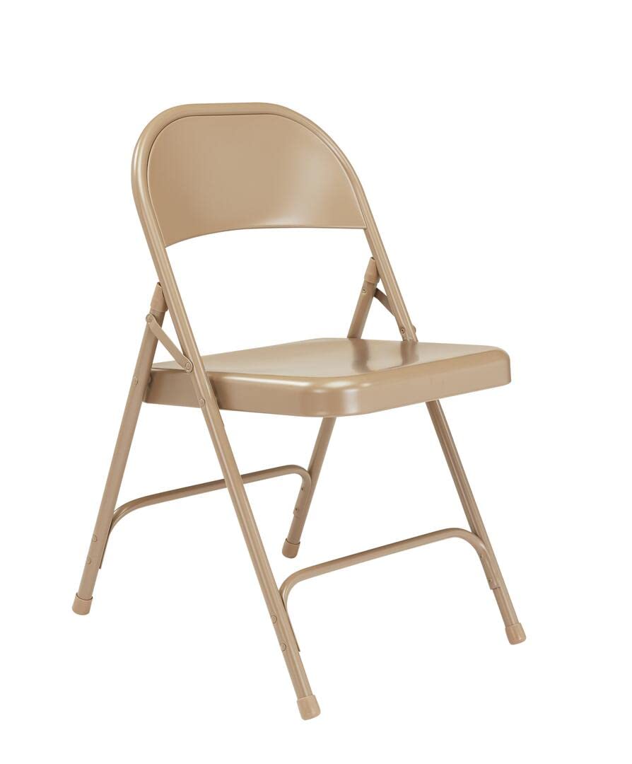 National Public Seat Home Office Decorative Standard All-Steel Folding Chair Beige - 4 Pack