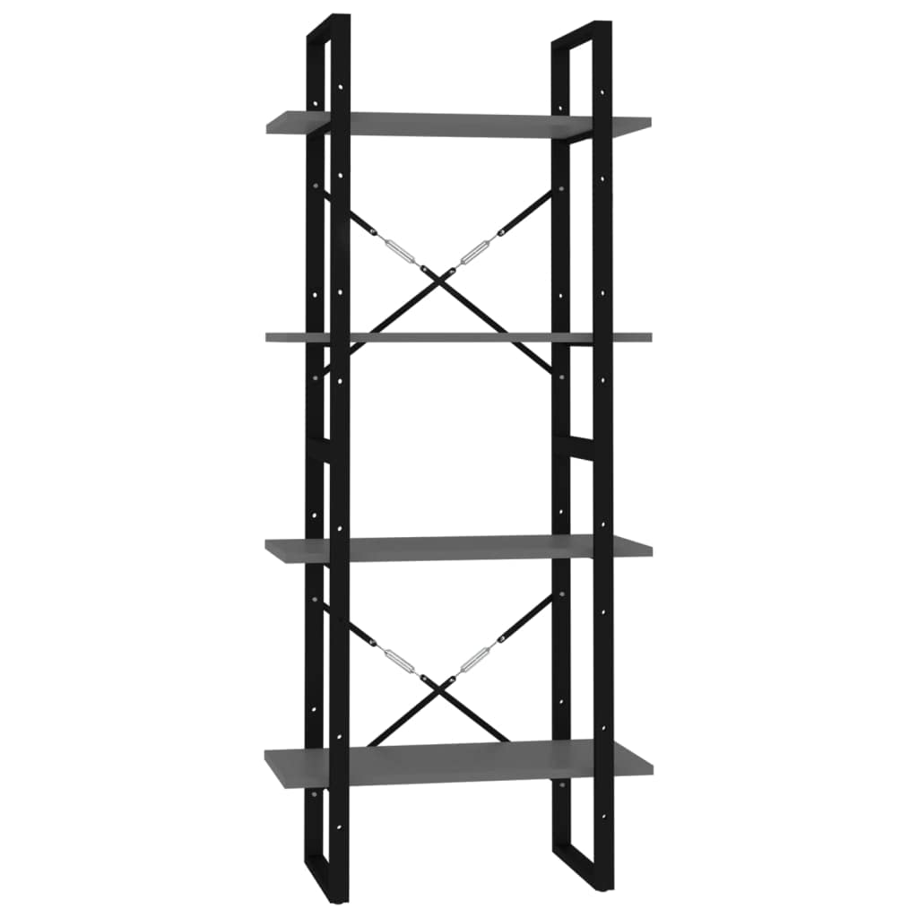 vidaXL 4-Tier Book Cabinet Gray 23.6&quot;x11.8&quot;x55.1&quot; Engineered Wood