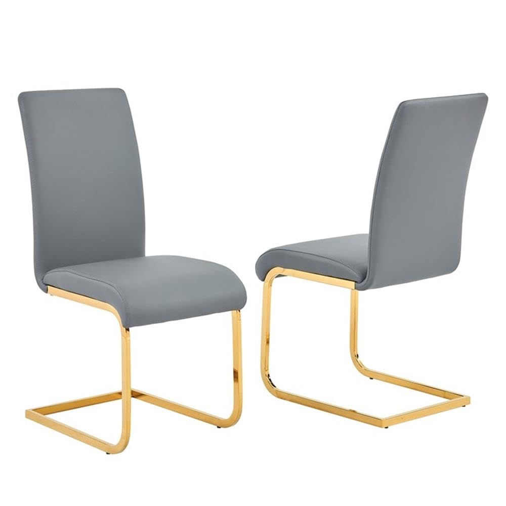 Best Master Furniture T01 Dining Side Chairs (Set of 2) Grey (Gold) Upholstered