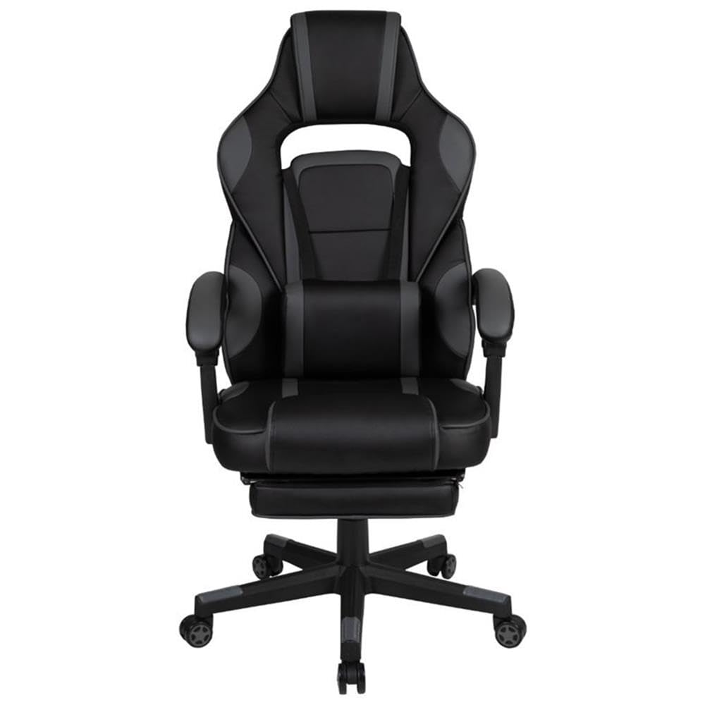 Flash Furniture X40 Gaming Chair Racing Ergonomic Computer Chair With Fully Reclining Back/Arms, Slide-Out Footrest, Massaging Lumbar - Black/Gray