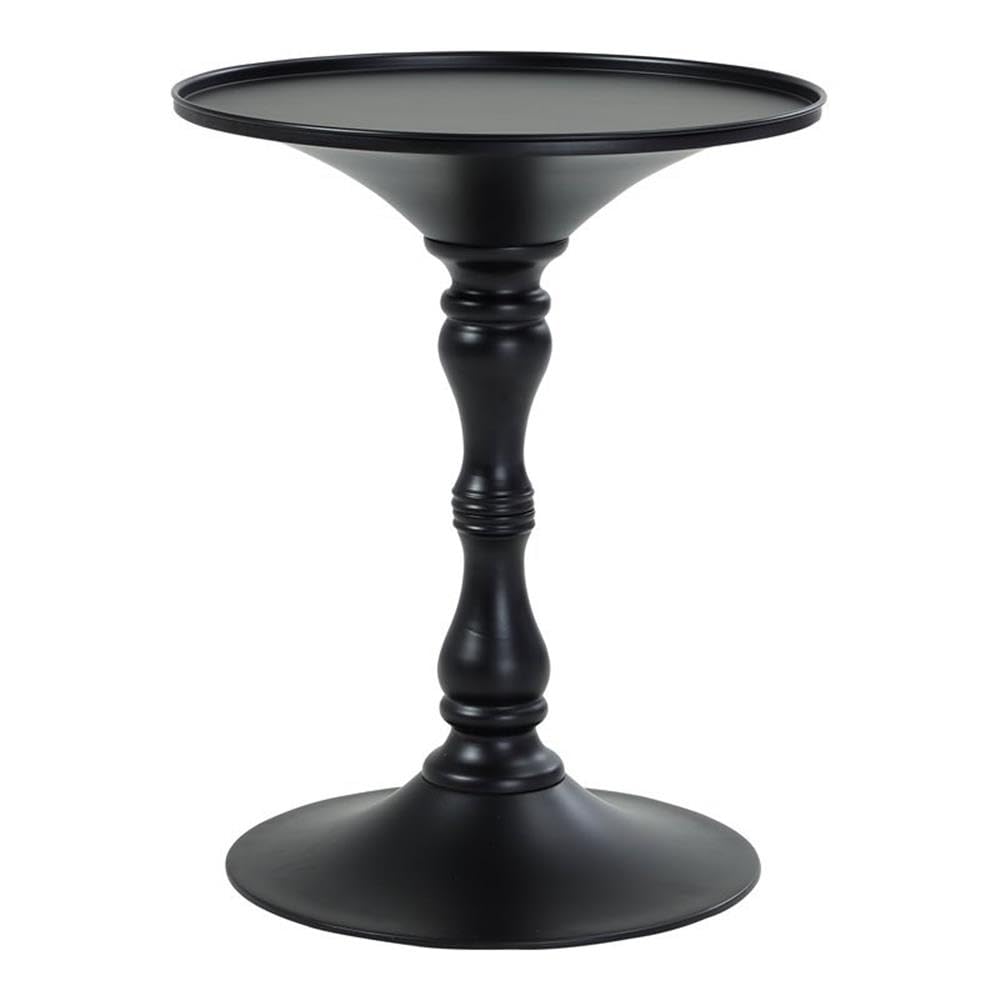 Pangea Home Bishop Circle Top Modern Steel Metal Side Table In Black