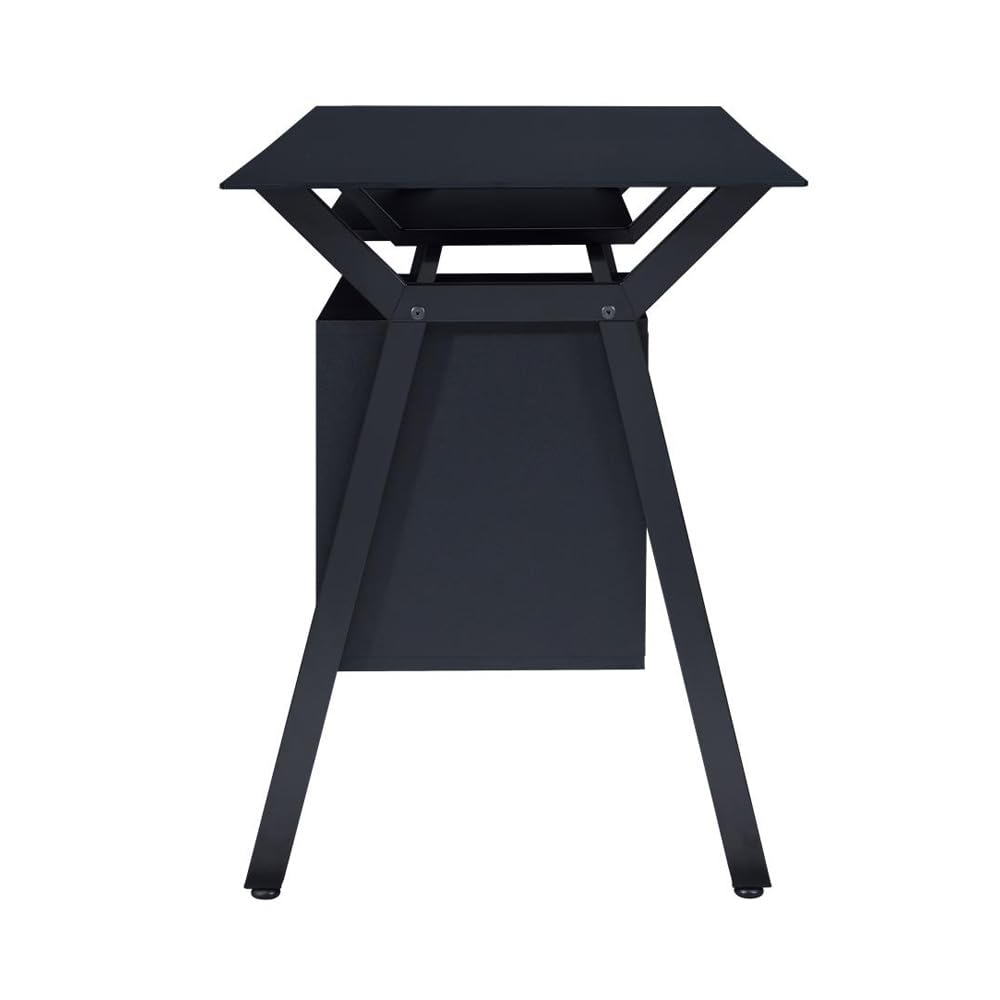 Coaster Modern 55-Inch Office Computer Desk Workstation with Black Tempered Glass Top Keyboard 2-Drawer Storage 55.00Lx 23.50W x 30.75H 800436