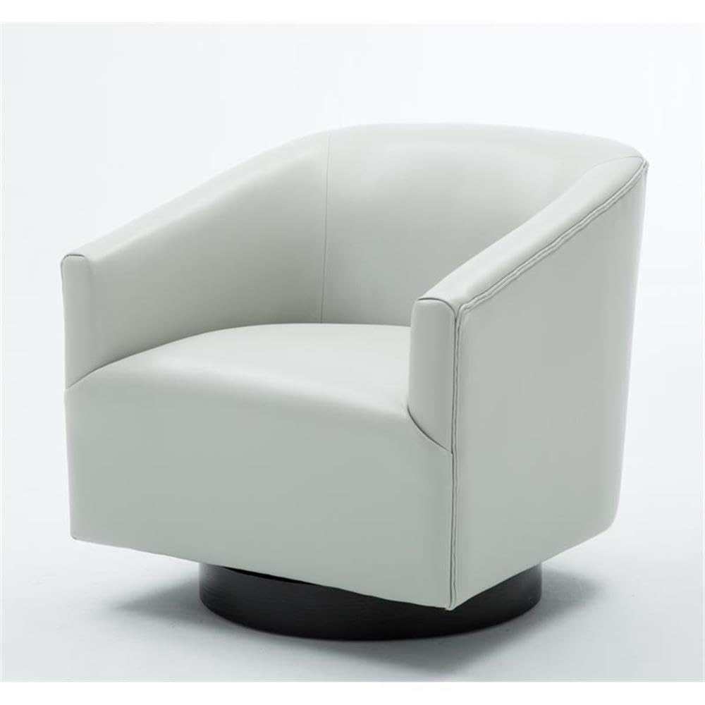 Comfort Pointe Gaven Dove Gray Faux Leather Wood Base Swivel Accent Chair