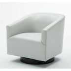 Comfort Pointe Gaven Dove Gray Faux Leather Wood Base Swivel Accent Chair