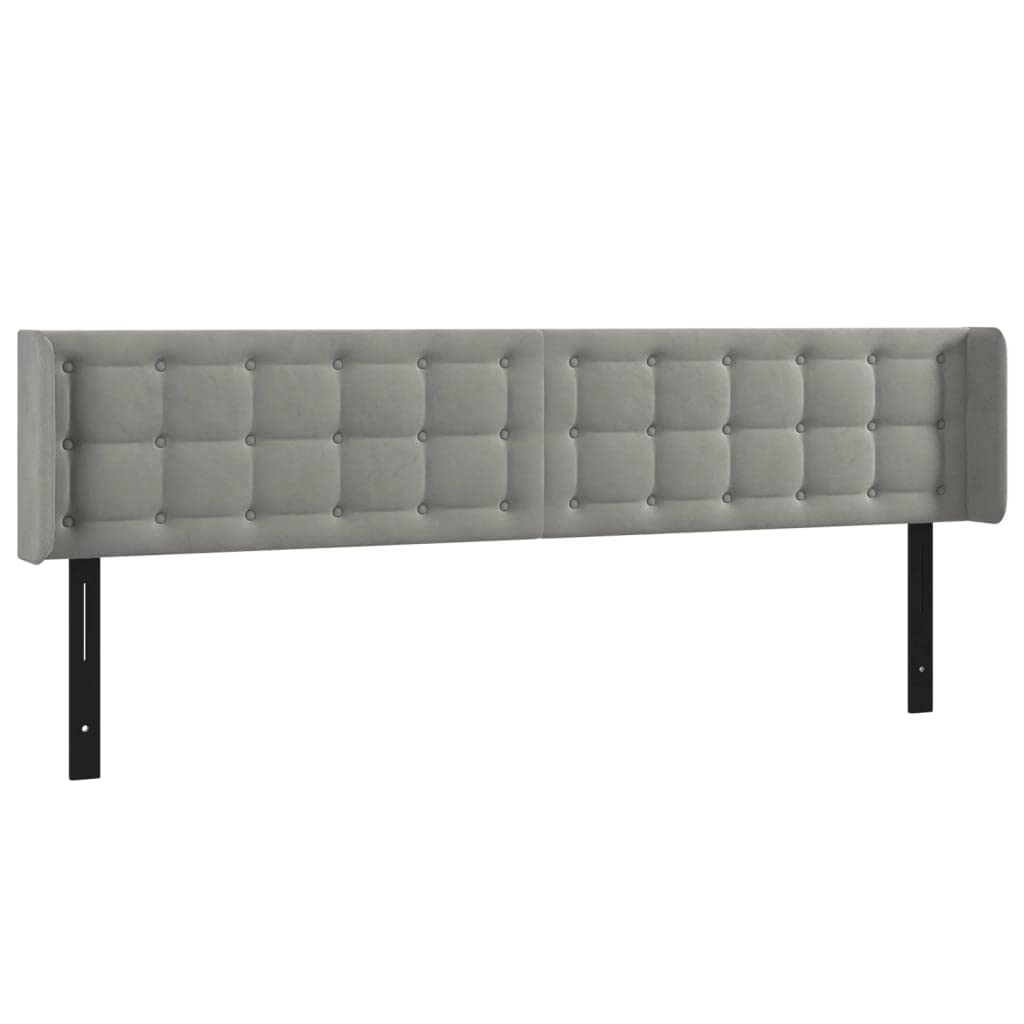 Vidaxl Headboard, Upholstered Headboard For Bed Home, Bed Headboard With Ears, Bedroom Furniture, Light Gray 64.2"X6.3"X30.7"/34.6" Velvet