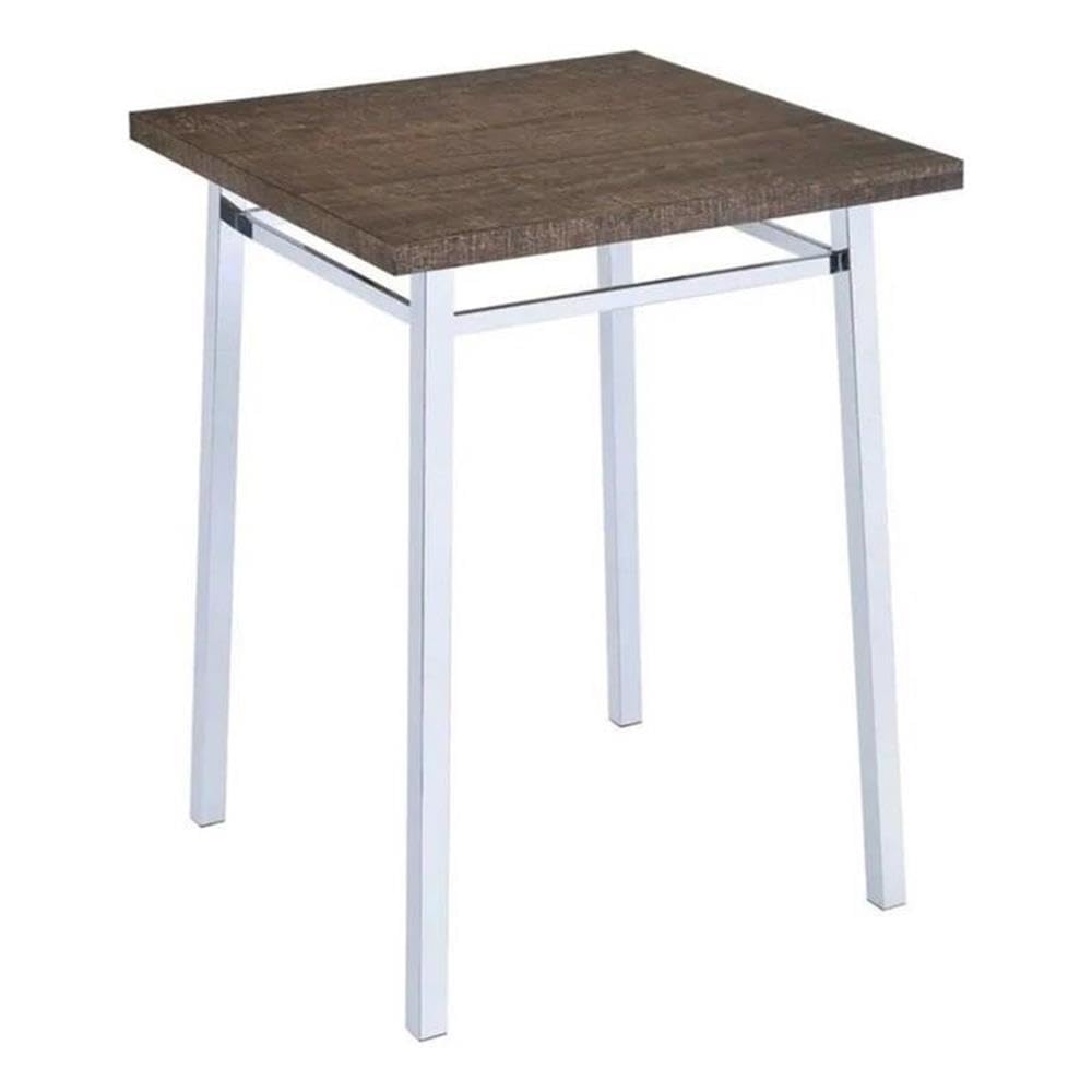 Acme Nadie Wood and Metal Square Pub Table in Oak and Chrome