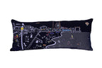 HomeRoots Grey 35' Black Ocean City Maryland Nighttime Skyline Lumbar Decorative Pillow
