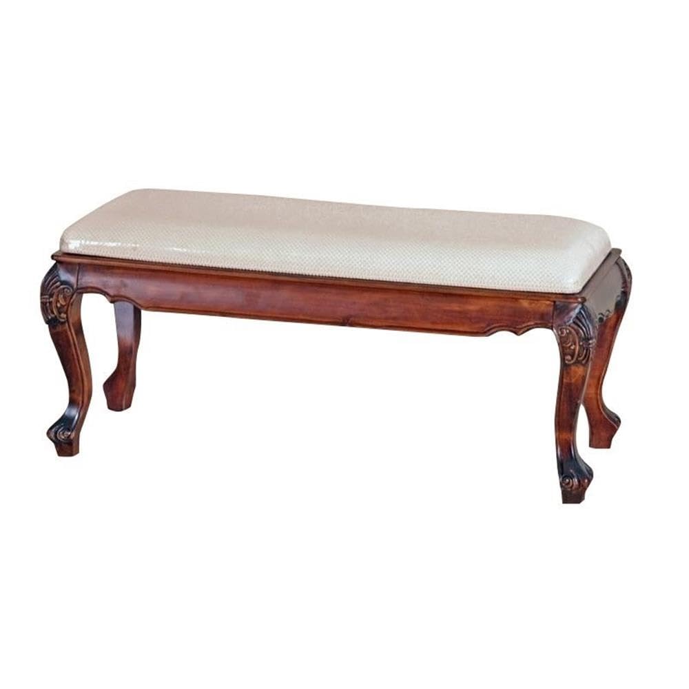 International Caravan Furniture Piece Carved Foot of Bed Bench, 0