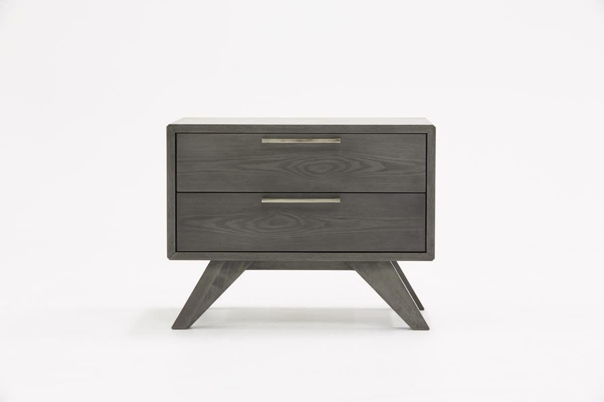 HomeRoots Modern Gray Wash Nightstand with Two Drawers