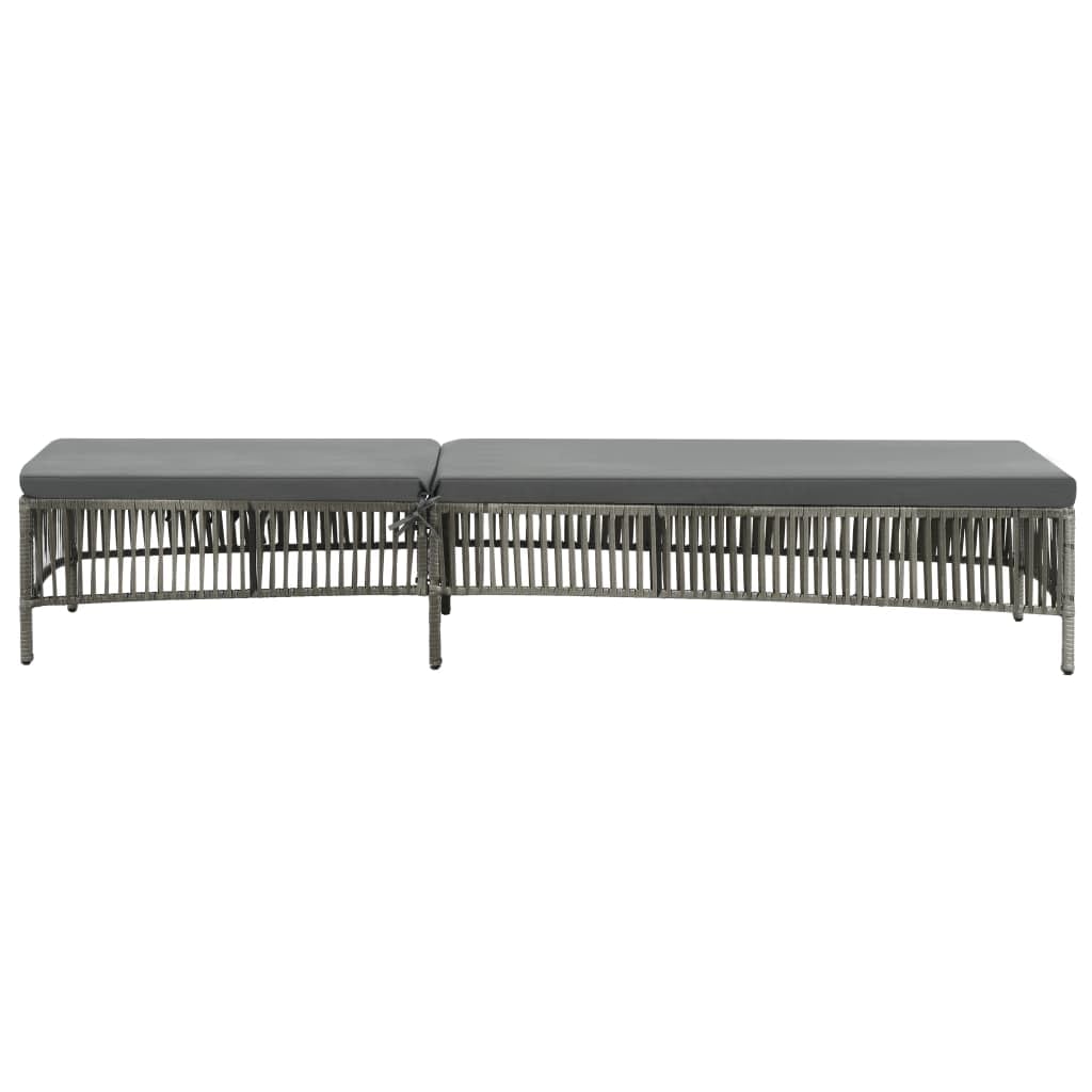 vidaXL Sun Lounger with Cushion - Gray Poly Rattan Sunbed - Durable and Weather-Resistant with Adjusting Backrest - Perfect for Patio and Garden Spaces