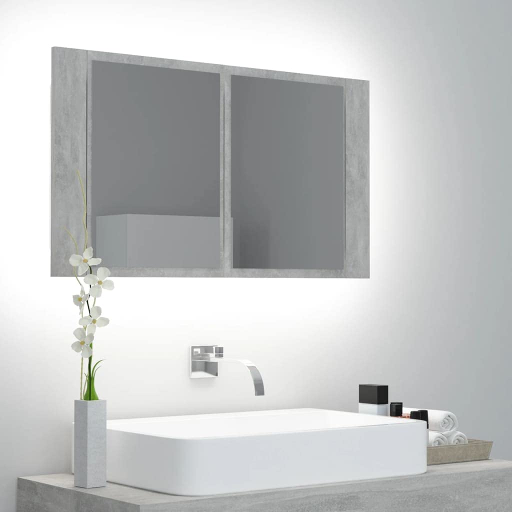 vidaXL LED Bathroom Mirror Cabinet Concrete Gray 31.5&quot;x4.7&quot;x17.7&quot;
