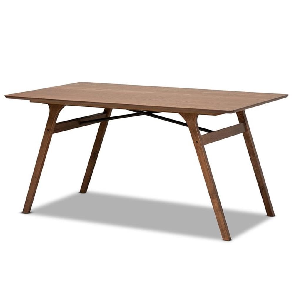 Baxton Studio Tara Mid-Century Modern Dark Grey Fabric Upholstered and Walnut Brown Finished Wood 7-Piece Dining Set