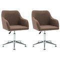 vidaXL 2 pcs Fabric Swivel Dining Chairs with Adjustable Height and Ergonomic Design - Brown, Features 360-Degree Swivel, Plywood Frame and Steel Legs, Warning: Includes California Proposition 65