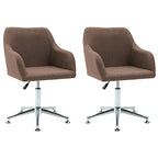 vidaXL 2 pcs Fabric Swivel Dining Chairs with Adjustable Height and Ergonomic Design - Brown, Features 360-Degree Swivel, Plywood Frame and Steel Legs, Warning: Includes California Proposition 65