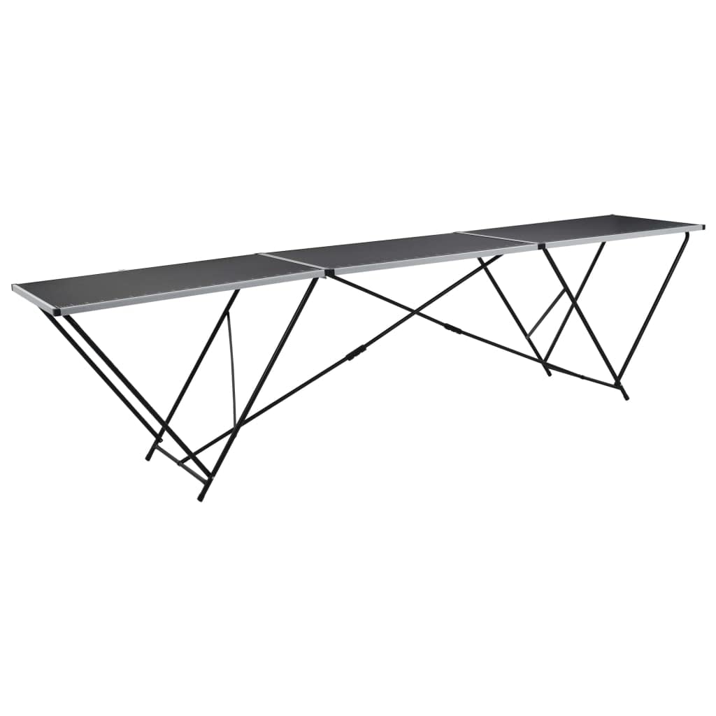 vidaXL Folding Pasting Table Trestle Foldable Table Wallpaper Decorating Workbench Tool Indoor Outdoor Home Garden 118.1&quot; MDF and Aluminum