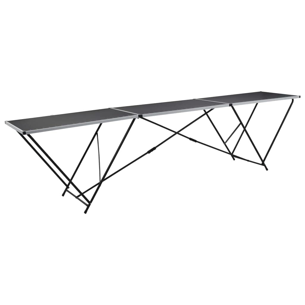 vidaXL Folding Pasting Table Trestle Foldable Table Wallpaper Decorating Workbench Tool Indoor Outdoor Home Garden 118.1" MDF and Aluminum