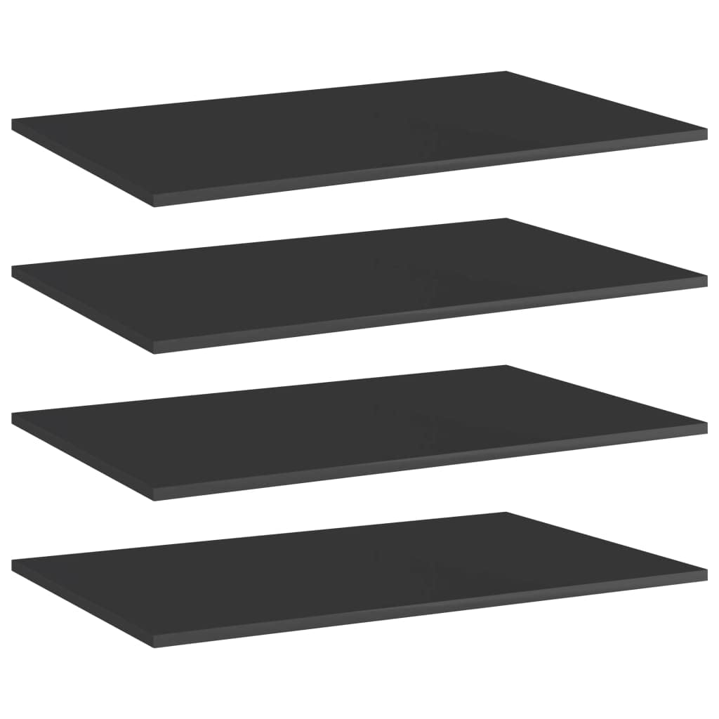 vidaXL High Gloss Black Bookshelf Boards 4 pcs, Engineered Wood, Perfect for Office, Living Room, Bedroom - Modern Storage Solution