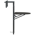 vidaXL Hanging Balcony Table with Adjustable Height - Durable Plastic Design with Steel Frame - Foldable for Space-Saving - Weather Resistant - Brown Rattan Look
