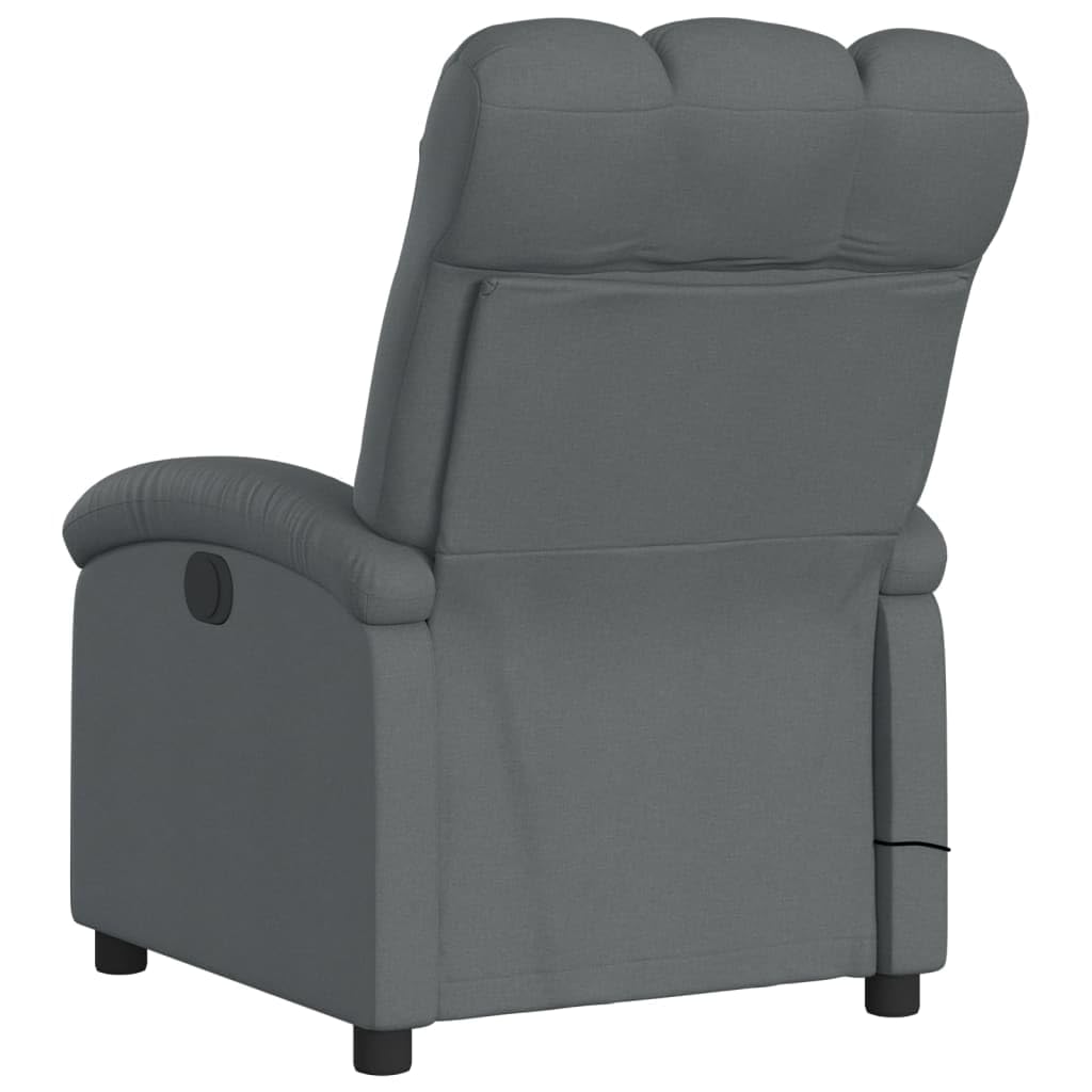 vidaXL Electric Massage Recliner Chair - Dark Gray Fabric, Motorized Recline, Vibrating Armchair, Padded Lounge Seating for Living Room